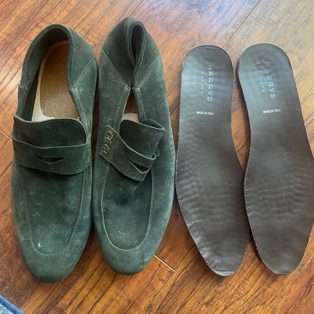 Harry's of London suede loafers size 9.5 / 43.5 green slip on men's loafers - Picture 3 of 12